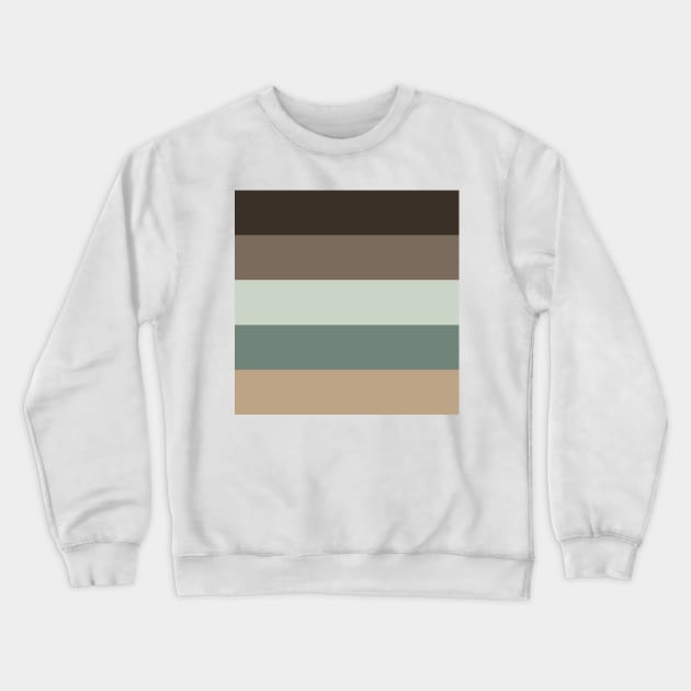 Preppy 1980s beige sage mint cappuccino Espresso brown Stripes Crewneck Sweatshirt by Tina